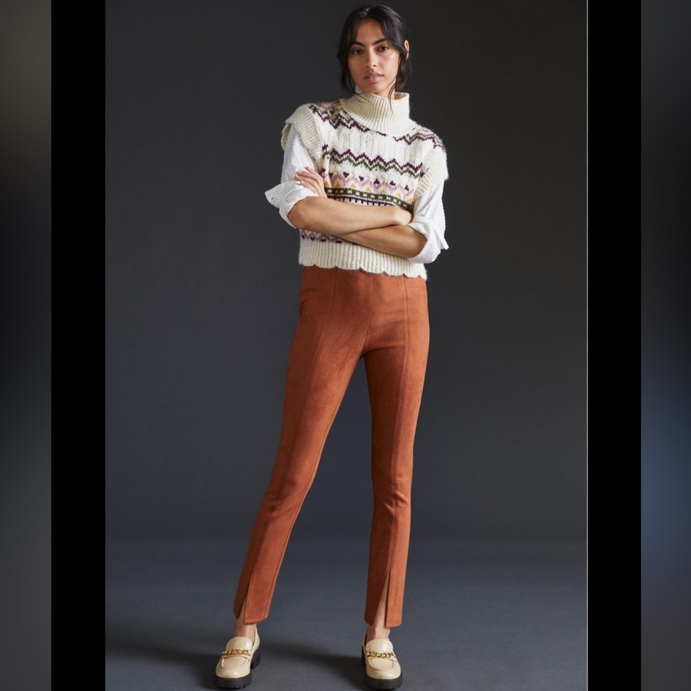 Anthropologie slit-front suede pants